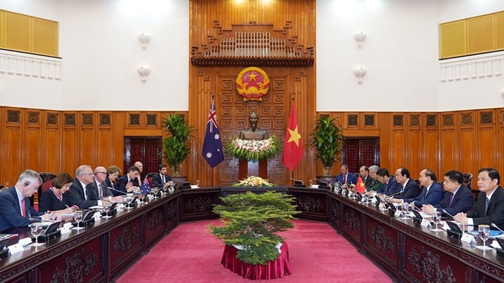Thủ tướng Việt Nam hội đàm với Thủ tướng Australia - Ảnh: Gia Linh.