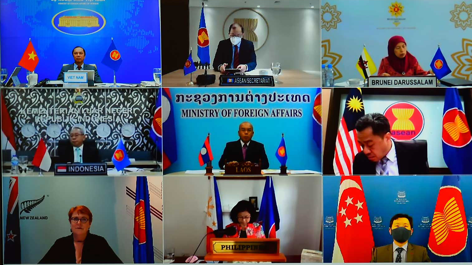 Đối thoại ASEAN - New Zealand lần thứ 28 được tổ chức theo hình thức trực tuyến ngày 23/3 - Ảnh: Bộ Ngoại giao