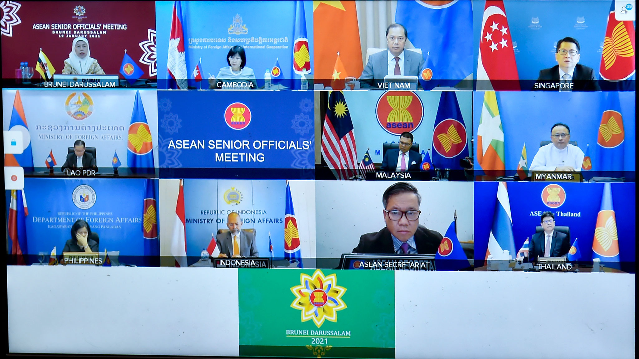 Các Trưởng SOM của các nước ASEAN tham dự hội nghị ngày 19/1 - Ảnh: Bộ Ngoại giao