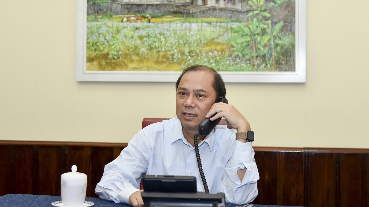 Thứ trưởng Bộ Ngoại giao Nguyễn Quốc Dũng điện đàm với bà Heather Wheeler, Quốc Vụ khanh, Bộ Ngoại giao Anh phụ trách khu vực Châu Á – Thái Bình Dương - Ảnh do Bộ Ngoại giao cung cấp