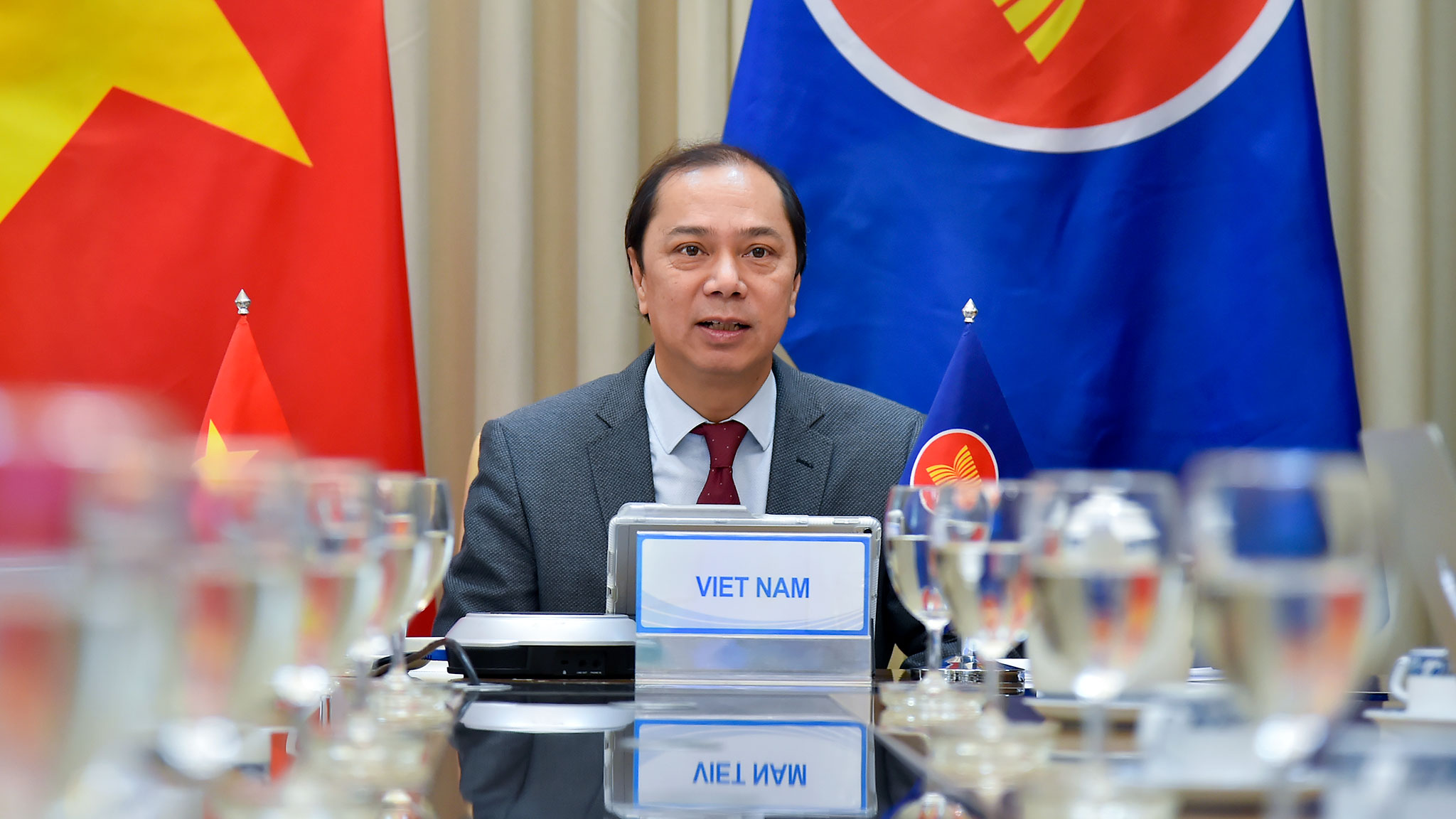 Thứ trưởng Bộ Ngoại giao Nguyễn Quốc Dũng tại Hội nghị Quan chức cấp cao ASEAN (SOM) ngày 19/1 - Ảnh: Bộ Ngoại giao