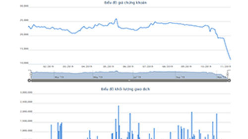 Biểu đồ giao dịch giá cổ phiếu TTB trong thời gian qua - Nguồn: HOSE.