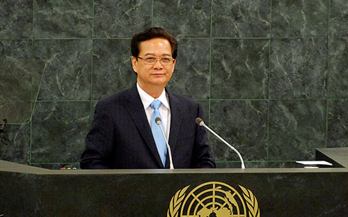 <b></b>Thủ tướng Nguyễn Tấn Dũng tại phiên thảo luận cấp cao Đại hội đồng Liên hiệp quốc khóa 68 tại New York, Hoa Kỳ<b>.<br></b>
