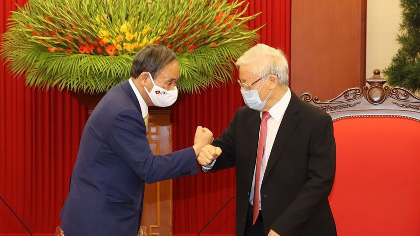 Tổng bí thư, Chủ tịch nước Nguyễn Phú Trọng tiếp thủ tướng Nhật Bản - Ảnh: VGP.