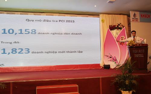 Trưởng ban Pháp chế VCCI Đậu Anh Tuấn nhấn mạnh "thương hiệu" Đồng Tháp trong cải thiện năng lực cạnh tranh cấp tỉnh - Ảnh: Mỹ An.