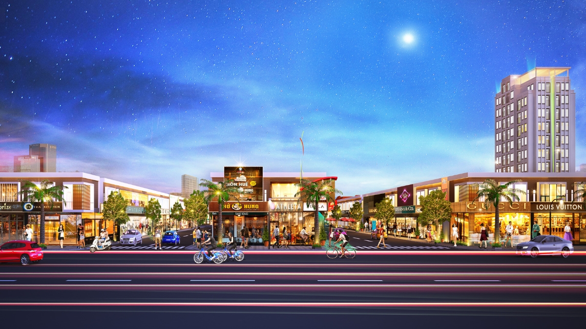 Phối cảnh trục đường thương mại của dự án The Eden City.