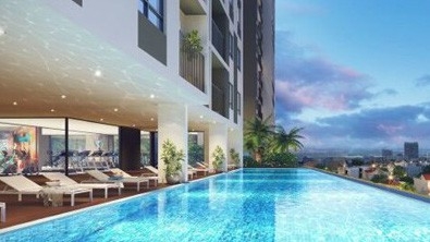 Bể bơi sưởi ấm ngoài trời lần đầu tiên xuất hiện tại khu vực phía Tây Tây Hồ nằm trong dự án Kosmo.