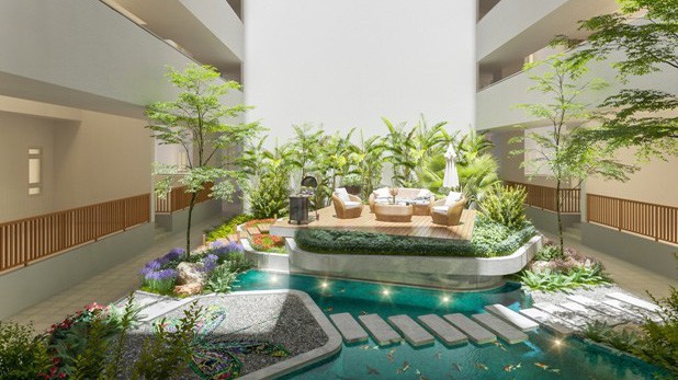 Vườn nhiệt đới tại Topaz Twins.