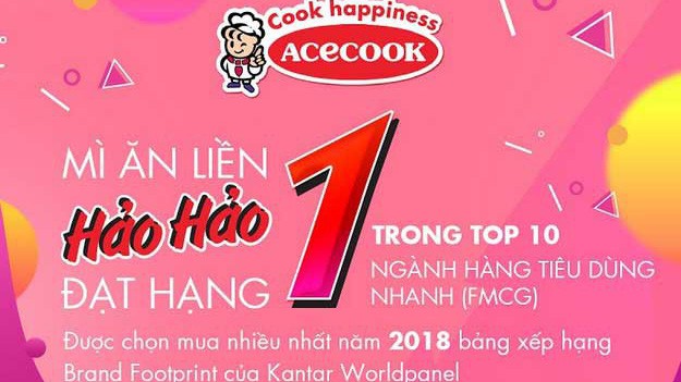 Mì ăn liền Hảo Hảo được bình chọn nhiều nhất năm 2018 trong bảng xếp hạng Footprint của Kantar Worldpanel.