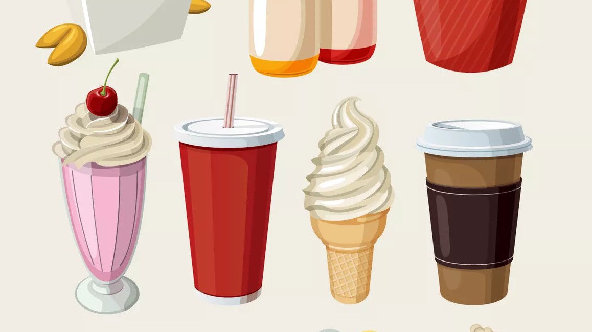 Các thực phẩm có hàm lượng đường và chất béo cao đến từ nhiều nguồn thực phẩm và đồ uống, không chỉ nước giải khát.    