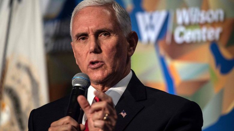 Phó tổng thống Mỹ Mike Pence phát biểu ngày 24/10 tại Trung tâm Quốc tế Woodrow Wilson - Ảnh: AP.