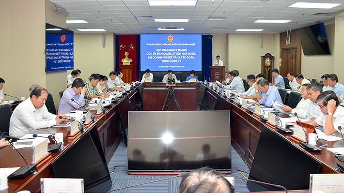 Toàn cảnh cuộc họp giao ban 9 tháng giữa Ủy ban Quản lý vốn nhà nước tại doanh nghiệp với 19 tập đoàn, tổng công ty trực thuộc.
