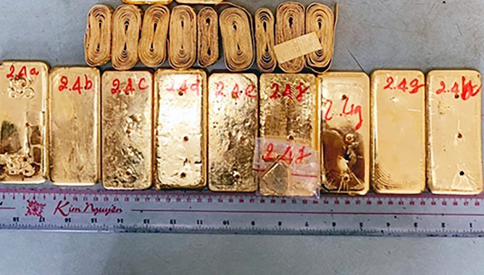 Tang vật vụ vận chuyển 51kg vàng ở An Giang.