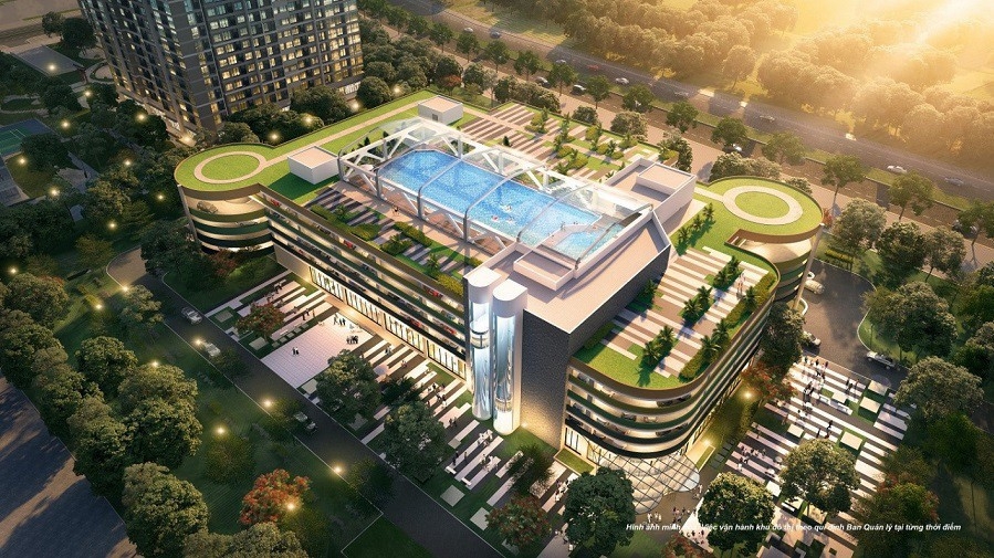 Bể bơi mái kính thời thượng phong cách Olympic nằm ngay kế cận phân khu Ruby.