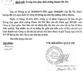 Ngày 7/11, Viglacera đã có công văn giải trình tới HASTC.