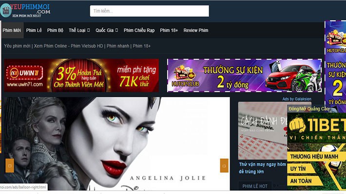 Website yeuphimmoi.com của Công ty TNHH Lý Hải Production vi phạm bản quyền phim Lật mặt: Nhà có khách - Ảnh chụp màn hình.