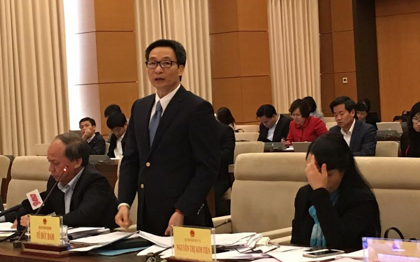 Phó thủ tướng Vũ Đức Đam phát biểu tại buổi làm việc với đoàn giám sát của Quốc hội.