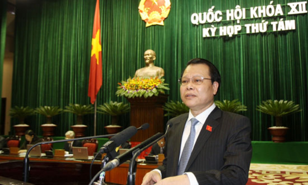 Bộ Trưởng Bộ Tài chính Vũ Văn Ninh trả lời chất vấn trước Quốc hội - Ảnh: TTXVN.