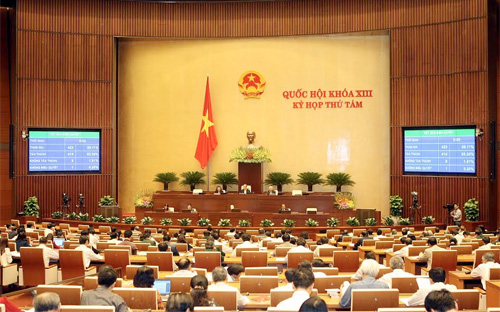 Phiên thông qua Luật Nhà ở tại Quốc hội, tháng 11/2014.<br>