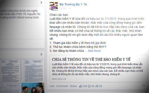 Cho dù nhận được nhiều “comment” cả ủng hộ lẫn chỉ trích, Bộ trưởng Y tế cũng đã ít nhiều cho thấy hình ảnh một chính khách trẻ trung, biết lắng nghe, biết sử dụng mạng xã hội để chuyển tải thông điệp, và cũng sẵn sàng đón nhận cả những lời nghịch nhĩ.