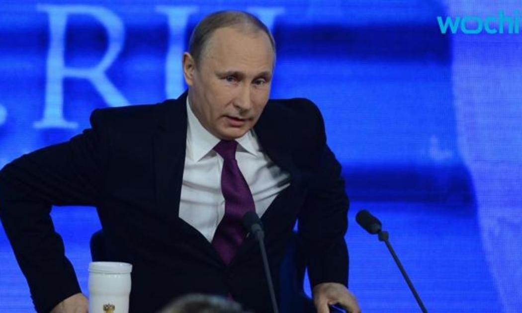 Tổng thống Nga Putin tại cuộc họp báo thường niên cuối năm, diễn ra hôm 18/12 - Ảnh: Reuters.<br>