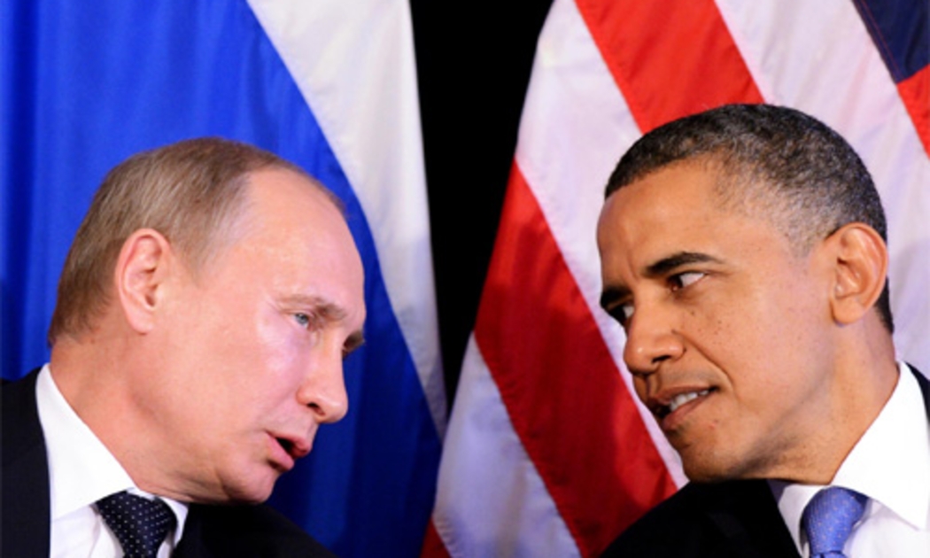 Tổng thống Mỹ Obama trong một lần gặp gỡ Tổng thống Nga Putin. Nga đang bị cáo buộc của Ukraine và phương Tây cho rằng Moscow hậu thuẫn quân nổi dậy.