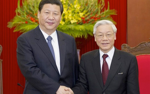 Tổng bí thư Nguyễn Phú Trọng và Chủ tịch Trung Quốc Tập Cận Bình trong chuyến thăm Việt Nam của ông Tập Cận Bình, tháng 12/2011 - Ảnh: TTXVN.