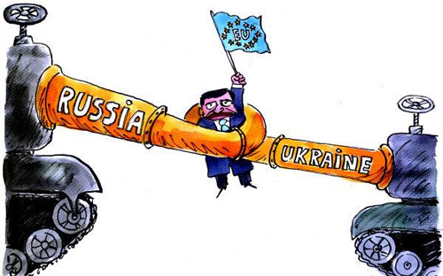 CEO Gazpromcảnh báo, việc Ukraine không trả nợ khí đốt sẽ dẫn tới cuộc khủng hoảng 
tương tự như vào năm 2009 khi Gazprom cắt nguồn cung khí đốt cho nước 
này trong vài tuần, đẩy giá khí đốt tăng vọt và kéo theo tình trạng 
thiếu khí đốt ở một số khu vực khác của châu Âu - Minh họa: Grisio Komar.