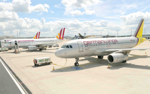 Máy bay của Germanwings. Đây là hãng hàng không giá rẻ thuộc hãng Lufthansa, Đức.<br>