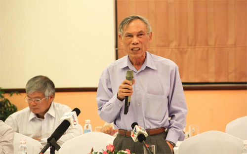 Ông Trương Đình Tuyển phát biểu tại Diễn đàn Kinh tế Mùa xuân 2014 - Ảnh: CK.