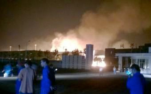 Ảnh của một nhân chứng vụ nổ trên mạng xã hội Weibo, Trung Quốc.<br>