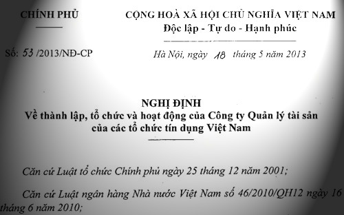 Theo Nghị định 53/2013/NĐ-CP, VAMC là doanh nghiệp đặc thù, được tổ chức dưới hình thức công ty TNHH một thành viên do Nhà nước sở hữu 100% vốn điều lệ và chịu sự quản lý nhà nước, thanh tra, giám sát của Ngân hàng Nhà nước.<br>