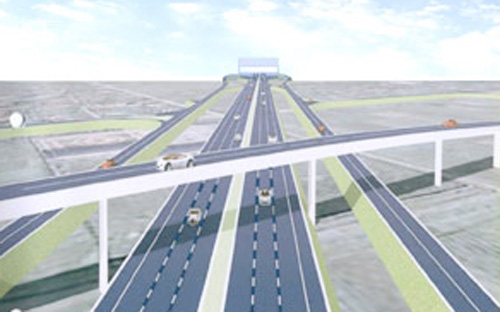 Phối cảnh tuyến đường từ cầu Nhật Tân đến sân bay Nội Bài.