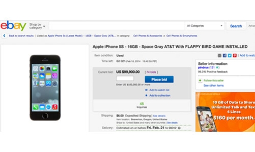 “Loạn” đấu giá điện thoại cài Flappy Bird