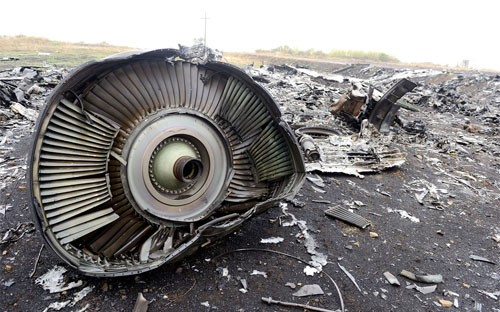 Một góc hiện trường vụ rơi chuyến bay MH17 ở miền Đông Ukraine - Ảnh: AFP/Getty.<br>