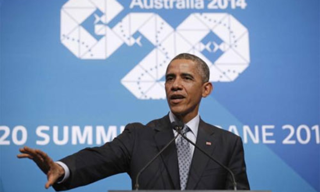 Tổng thống Mỹ Barack Obama tại thượng đỉnh G20 ở Brisbane, Australia ngày 16/11 - Ảnh: Reuters.<br>