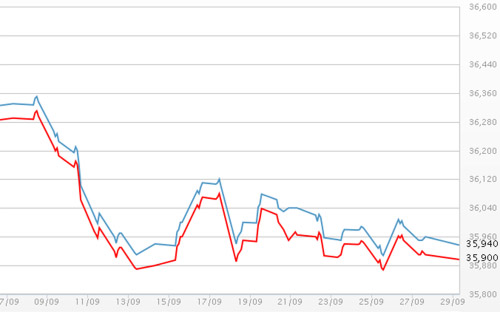 Diễn biến giá vàng SJC tại DOJI - Nguồn: DOJI.<br>
