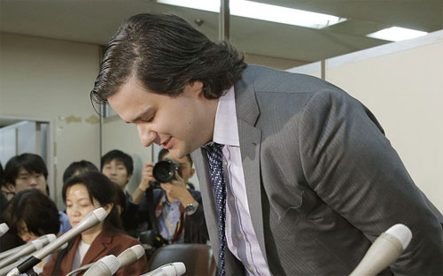 Ông Mark Kaperles, chủ sàn Mt. Gox, tuyên bố sàn giao dịch này đã phá sản - Ảnh: AP.<br>