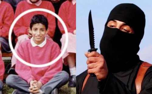 Mohammed Emwazi khi còn là một cậu bé trong bức ảnh được Daily Mail công bố (trái) và hiện nay trong một đoạn băng hành quyết con tin phương Tây - Ảnh: Reuters.<br>