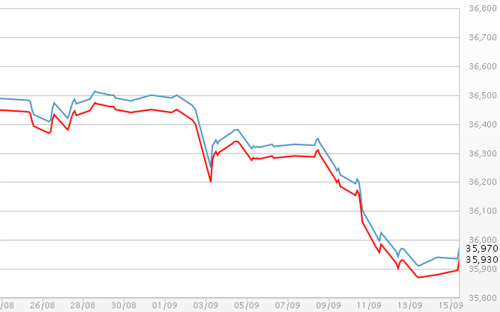 Diễn biến giá vàng SJC tại DOJI - Nguồn: DOJI.<br>