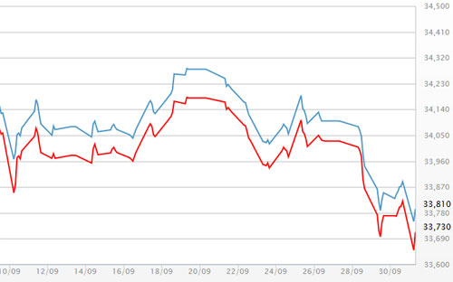 Diễn biến giá vàng SJC tại DOJI - Nguồn: DOJI.<br>