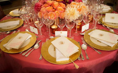 Mẫu trang trí bàn tiệc quốc yến chiêu đãi ông Tập Cận Bình tại Nhà Trắng ngày 25/9 - Ảnh: AP.<br>