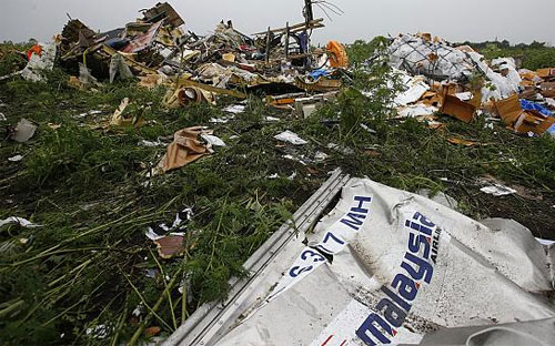 Hiện trường rơi chuyến bay MH17 ở miền Đông Ukraine.<br>