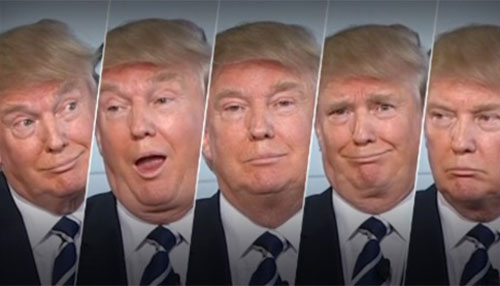 Một số biểu cảm khuôn mặt của Donald Trump khi nghe các đối thủ tranh luận trong buổi tối ngày 16/9 - Ảnh: CNN.<br>