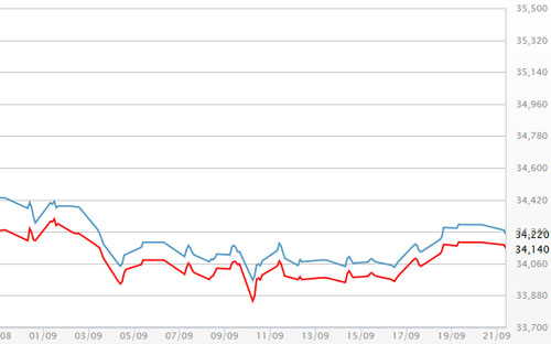 Diễn biến giá vàng SJC tại DOJI - Nguồn: DOJI.<br>