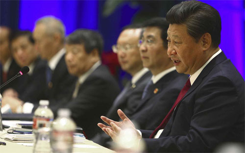 Chủ tịch Trung Quốc Tập Cận Bình trong cuộc gặp giới chức địa phương ở Seattle - Ảnh: Reuters.<br>