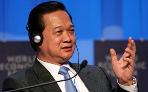 Thủ tướng Chính phủ Nguyễn Tấn Dũng tại một phiên thảo luận của Diễn đàn Kinh tế Thế giới (WEF).<b><br></b>