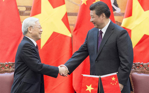 Tổng bí thư Nguyễn Phú Trọng và Tổng bí thư - Chủ tịch Trung Quốc Tập Cận Bình.<br>