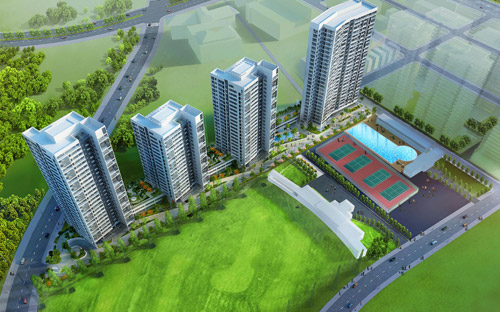 Các khối nhà Green Valley được bố trí thông thoáng, không vướng tầm nhìn của căn hộ.