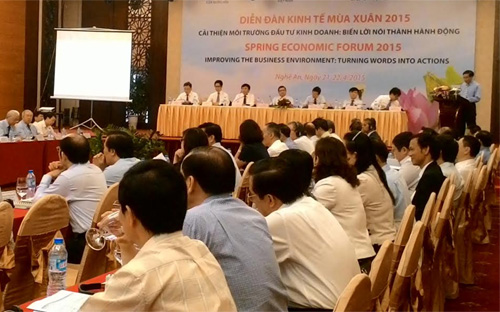 Diễn đàn Kinh tế Mùa xuân 2015 đang diễn ra tại thành phố Vinh, Nghệ An.<br>